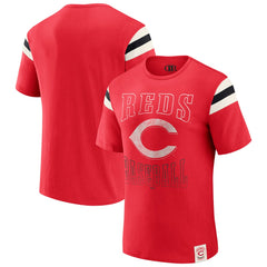 Cincinnati Reds Darius Rucker Collection by Fanatics Distressed Sleeve Stripe T-Shirt - MLB T-shirts