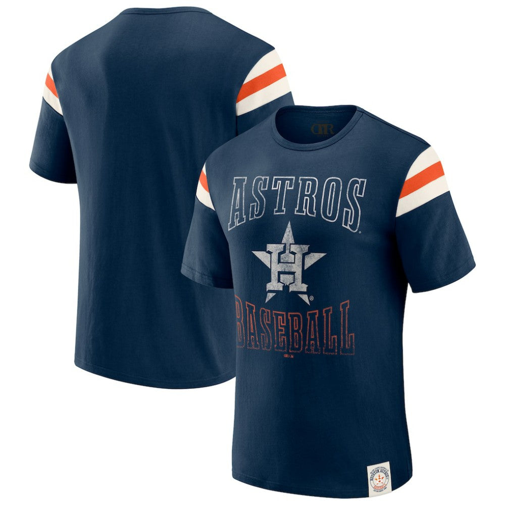 Houston Astros Darius Rucker Collection by Fanatics Distressed Sleeve Stripe T-Shirt - MLB T-shirts