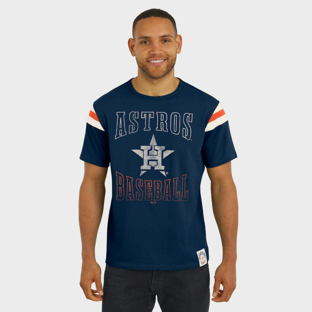 Houston Astros Darius Rucker Collection by Fanatics Distressed Sleeve Stripe T-Shirt - MLB T-shirts