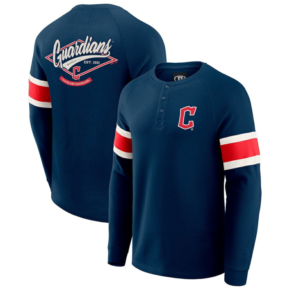 Cleveland Guardians Darius Rucker Collection by Fanatics Waffle-Knit Raglan Long Sleeve Henley T-Shirt - MLB T-shirts