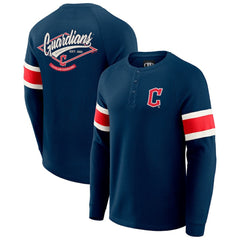 Cleveland Guardians Darius Rucker Collection by Fanatics Waffle-Knit Raglan Long Sleeve Henley T-Shirt - MLB T-shirts