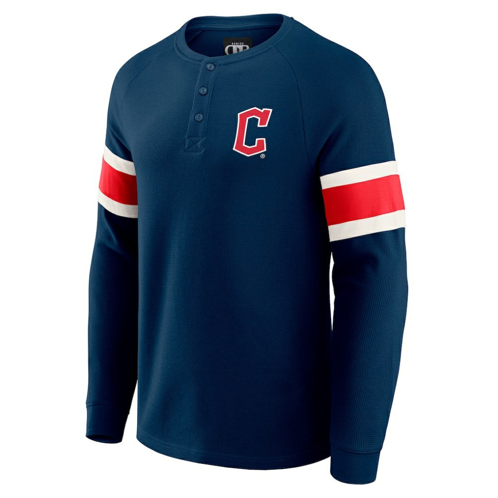 Cleveland Guardians Darius Rucker Collection by Fanatics Waffle-Knit Raglan Long Sleeve Henley T-Shirt - MLB T-shirts