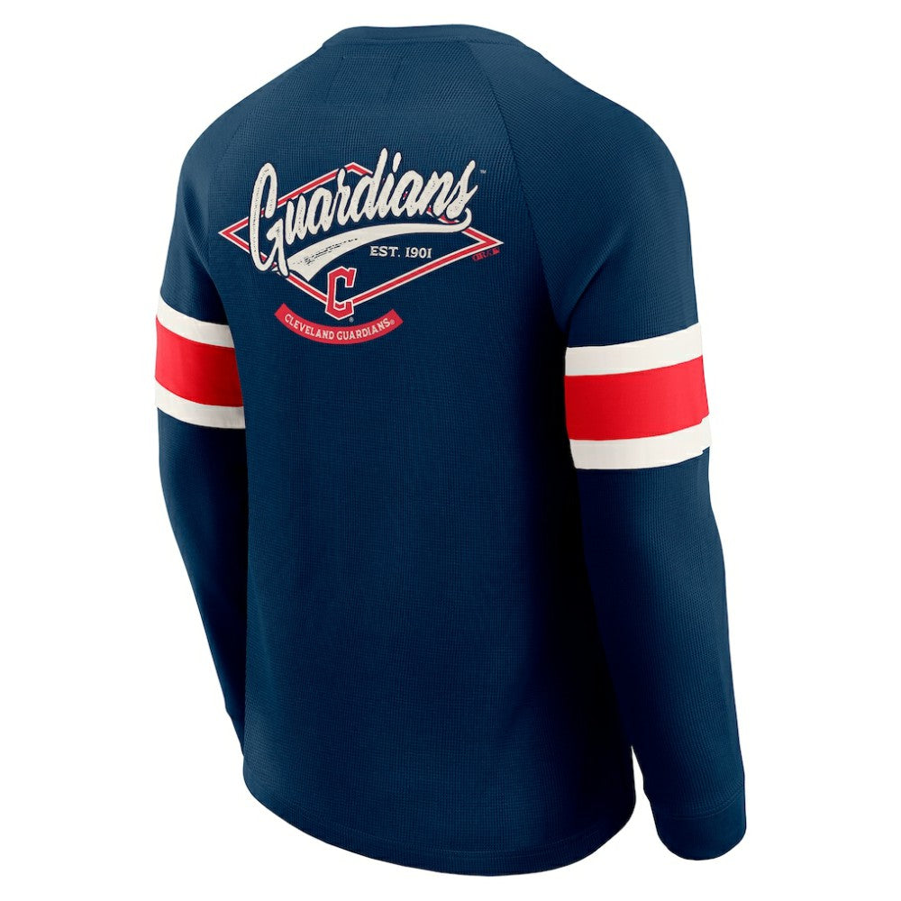 Cleveland Guardians Darius Rucker Collection by Fanatics Waffle-Knit Raglan Long Sleeve Henley T-Shirt - MLB T-shirts