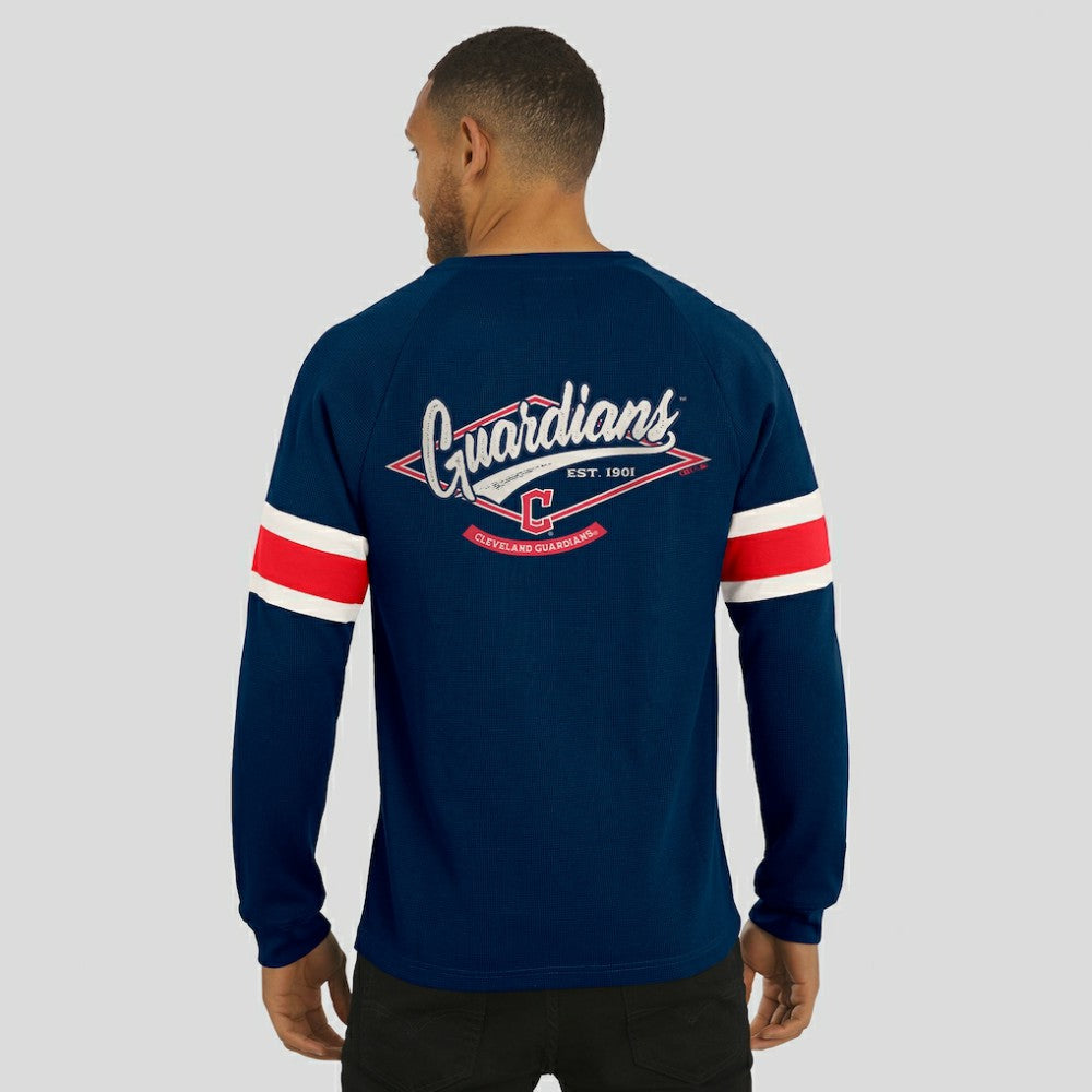 Cleveland Guardians Darius Rucker Collection by Fanatics Waffle-Knit Raglan Long Sleeve Henley T-Shirt - MLB T-shirts