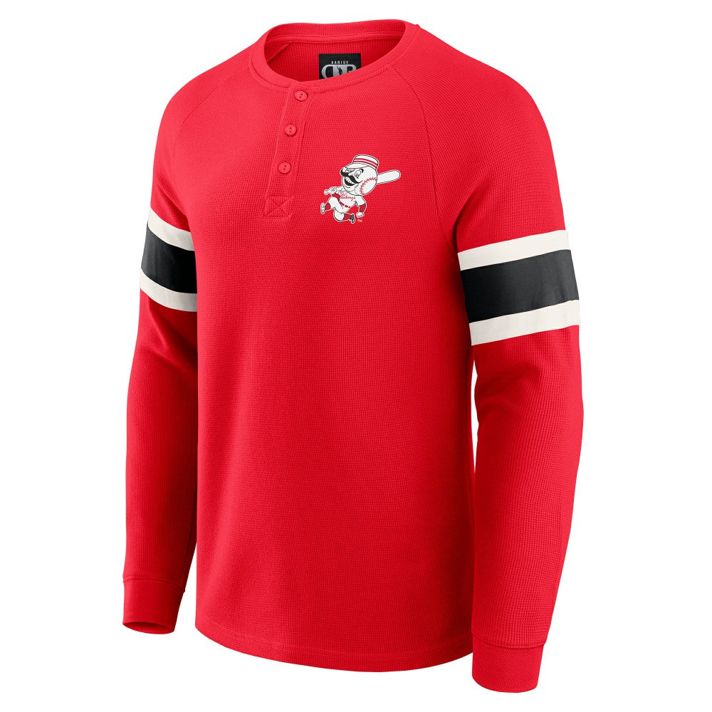 Cincinnati Reds Darius Rucker Collection by Fanatics Waffle-Knit Raglan Long Sleeve Henley T-Shirt - MLB T-shirts