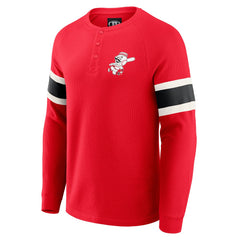 Cincinnati Reds Darius Rucker Collection by Fanatics Waffle-Knit Raglan Long Sleeve Henley T-Shirt - MLB T-shirts
