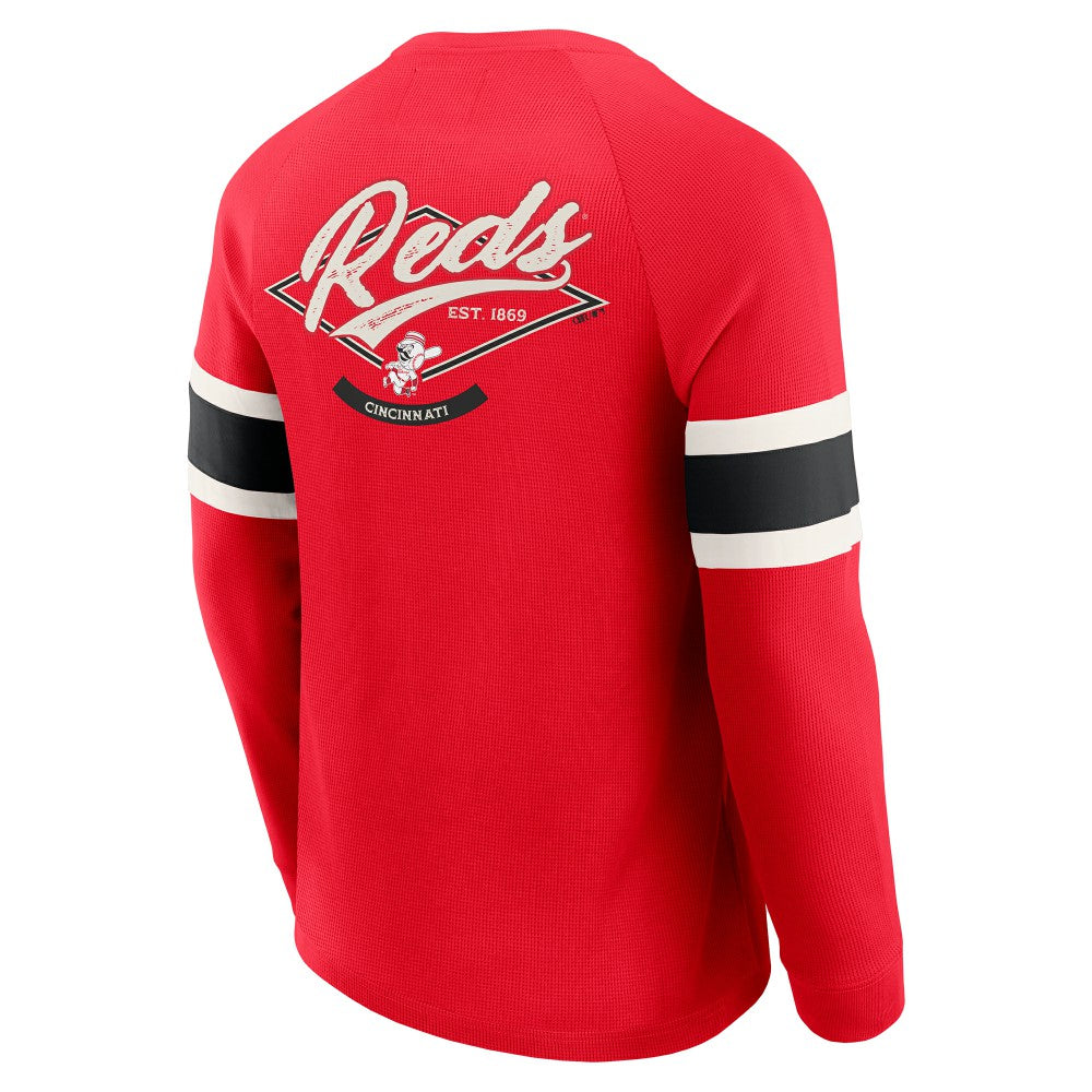 Cincinnati Reds Darius Rucker Collection by Fanatics Waffle-Knit Raglan Long Sleeve Henley T-Shirt - MLB T-shirts