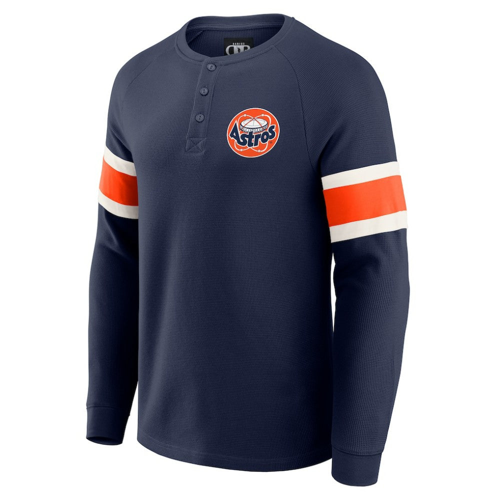 Houston Astros Darius Rucker Collection by Fanatics Waffle-Knit Raglan Long Sleeve Henley T-Shirt - MLB T-shirts