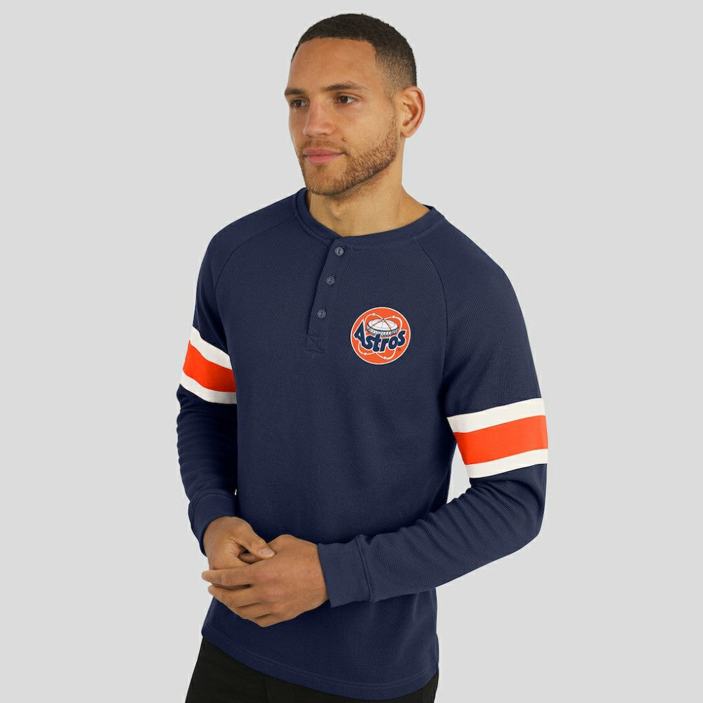 Houston Astros Darius Rucker Collection by Fanatics Waffle-Knit Raglan Long Sleeve Henley T-Shirt - MLB T-shirts