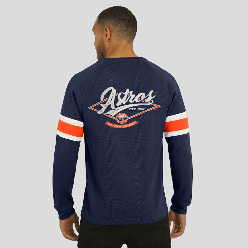 Houston Astros Darius Rucker Collection by Fanatics Waffle-Knit Raglan Long Sleeve Henley T-Shirt - MLB T-shirts