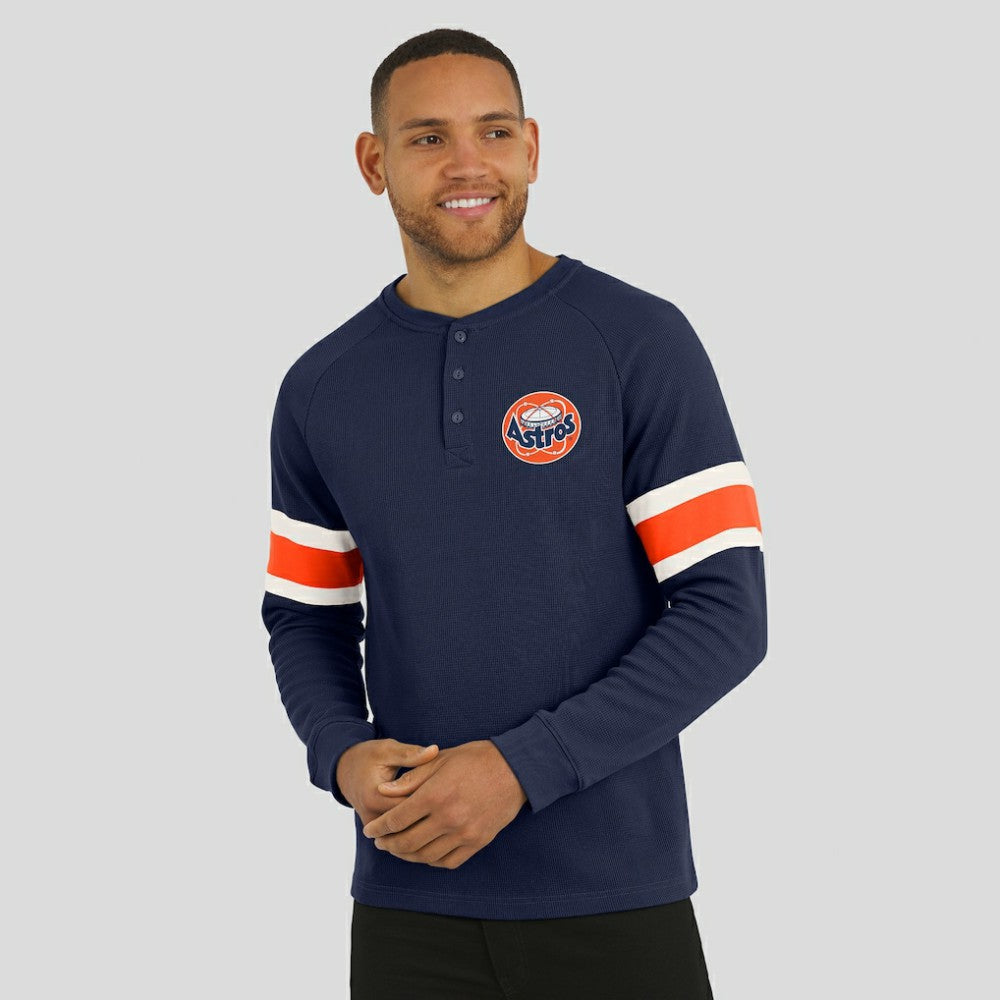 Houston Astros Darius Rucker Collection by Fanatics Waffle-Knit Raglan Long Sleeve Henley T-Shirt - MLB T-shirts