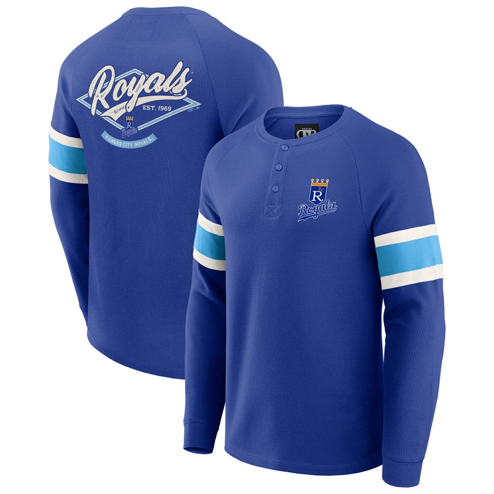 Kansas City Royals Darius Rucker Collection by Fanatics Waffle-Knit Raglan Long Sleeve Henley T-Shirt - MLB T-shirts