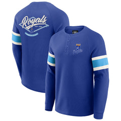 Kansas City Royals Darius Rucker Collection by Fanatics Waffle-Knit Raglan Long Sleeve Henley T-Shirt - MLB T-shirts