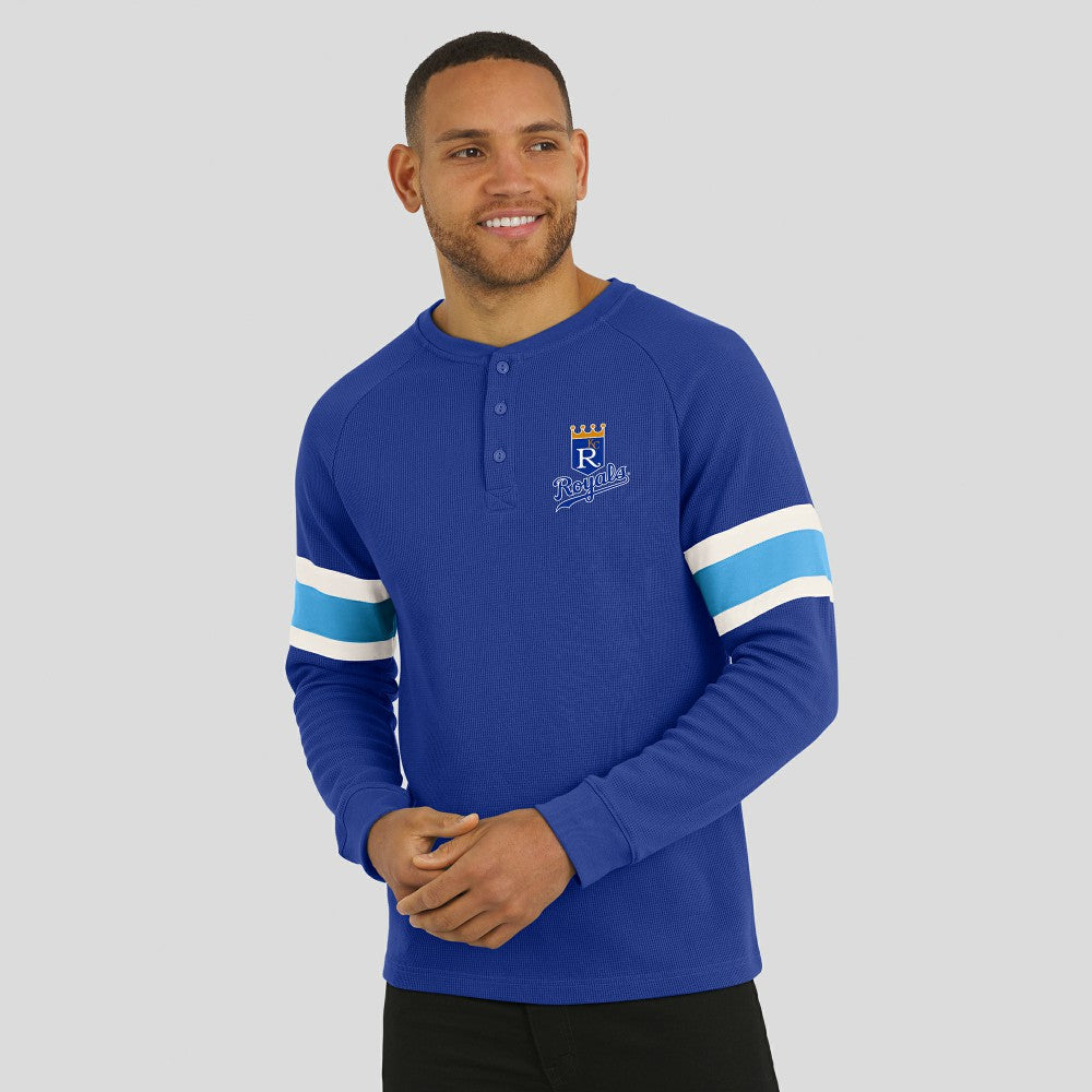 Kansas City Royals Darius Rucker Collection by Fanatics Waffle-Knit Raglan Long Sleeve Henley T-Shirt - MLB T-shirts