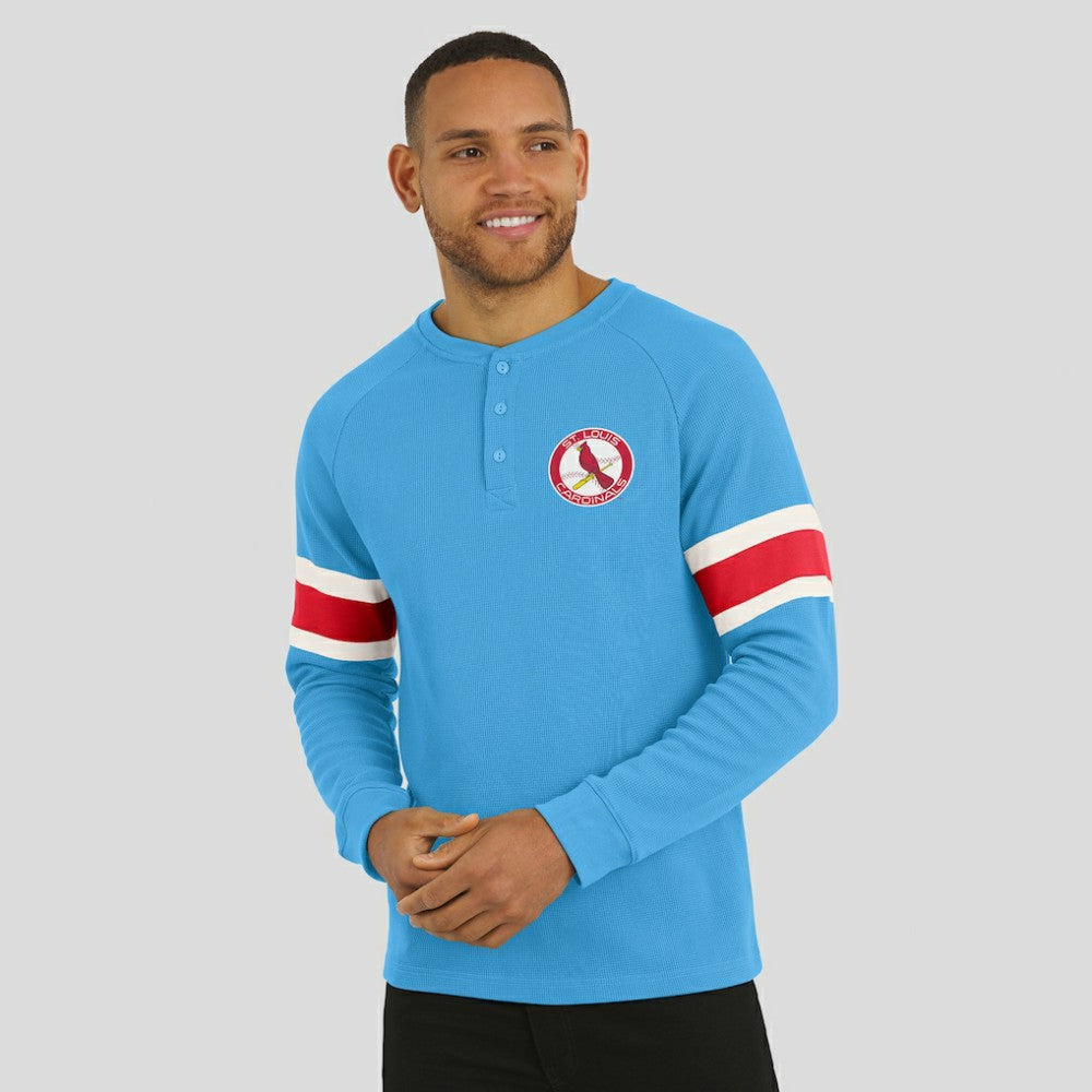 St. Louis Cardinals Darius Rucker Collection by Fanatics Waffle-Knit Raglan Long Sleeve Henley T-Shirt - MLB T-shirts