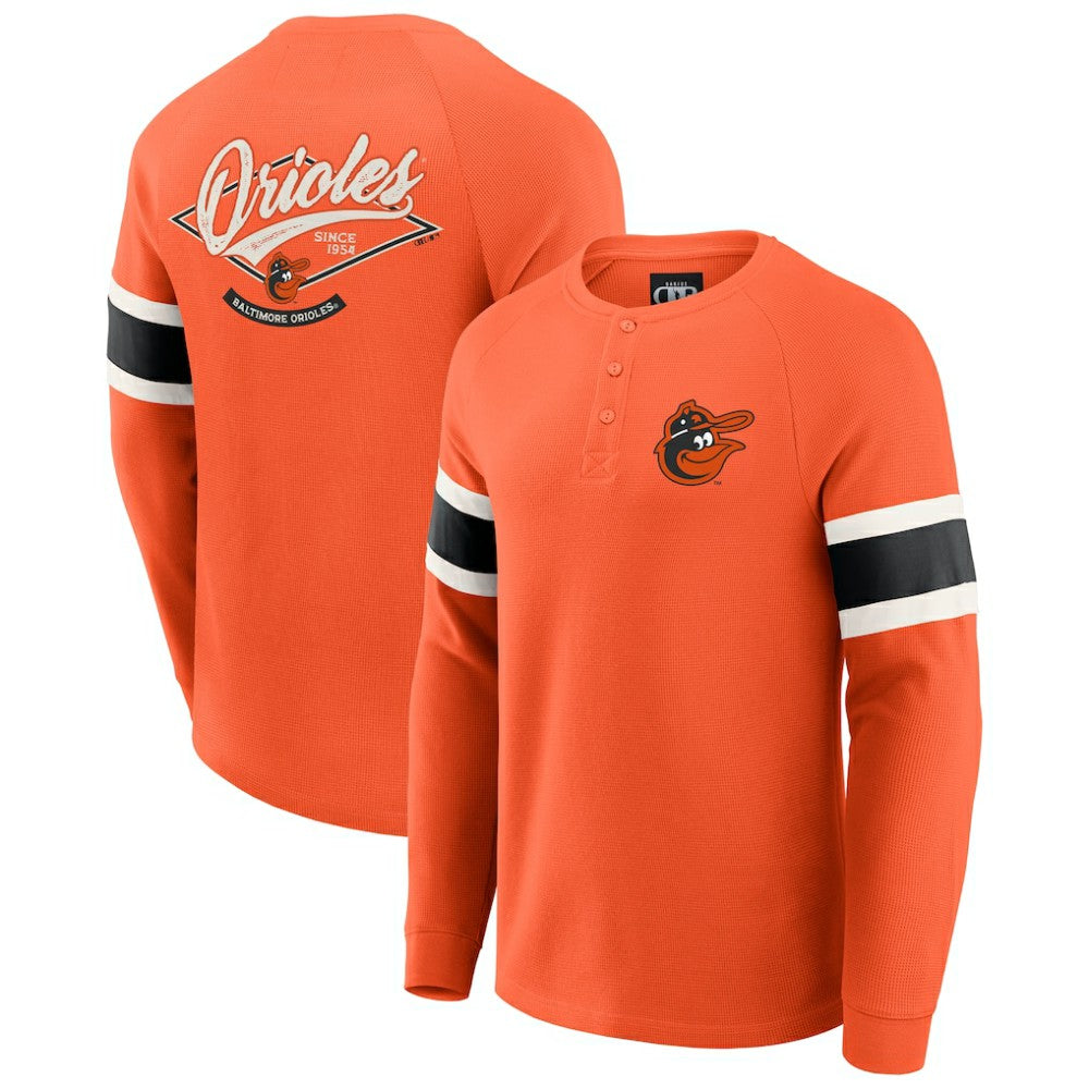 Baltimore Orioles Darius Rucker Collection by Fanatics Waffle-Knit Raglan Long Sleeve Henley T-Shirt - MLB T-shirts