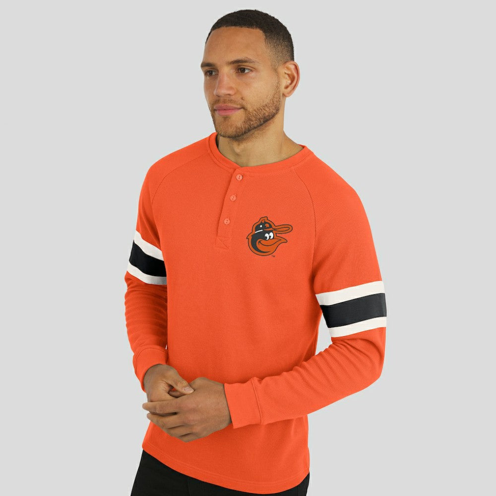 Baltimore Orioles Darius Rucker Collection by Fanatics Waffle-Knit Raglan Long Sleeve Henley T-Shirt - MLB T-shirts