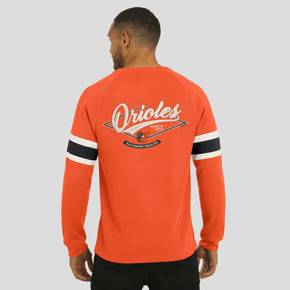Baltimore Orioles Darius Rucker Collection by Fanatics Waffle-Knit Raglan Long Sleeve Henley T-Shirt - MLB T-shirts