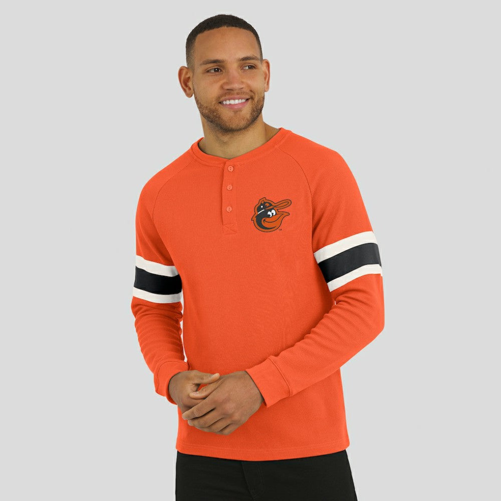 Baltimore Orioles Darius Rucker Collection by Fanatics Waffle-Knit Raglan Long Sleeve Henley T-Shirt - MLB T-shirts