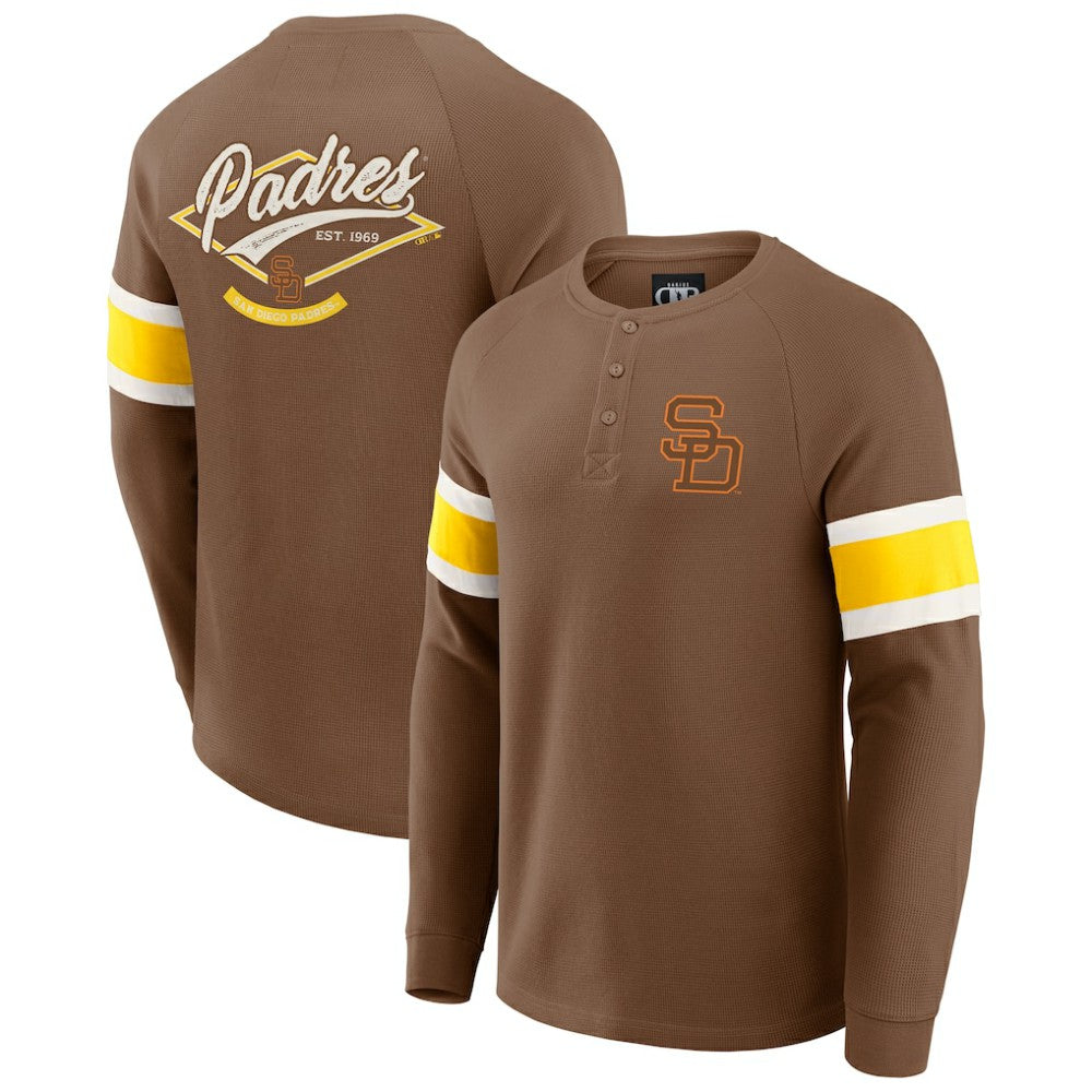 San Diego Padres Darius Rucker Collection by Fanatics Waffle-Knit Raglan Long Sleeve Henley T-Shirt - MLB T-shirts