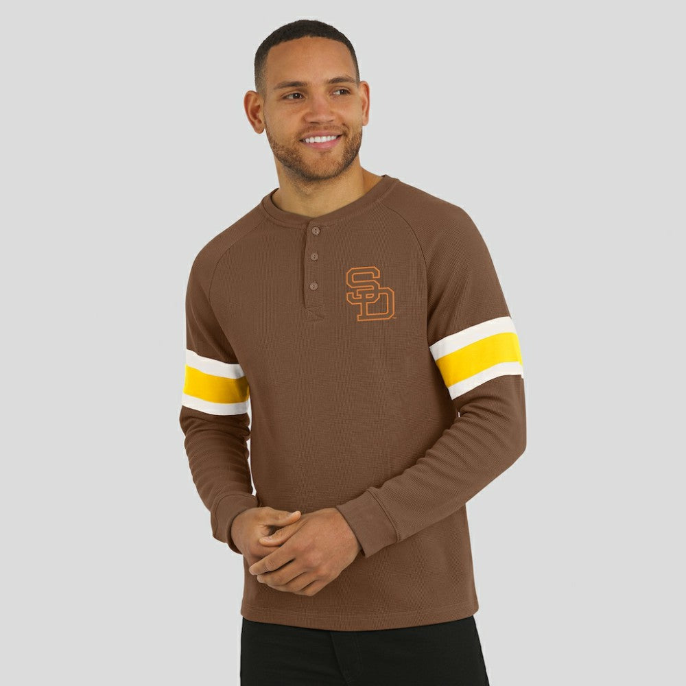 San Diego Padres Darius Rucker Collection by Fanatics Waffle-Knit Raglan Long Sleeve Henley T-Shirt - MLB T-shirts