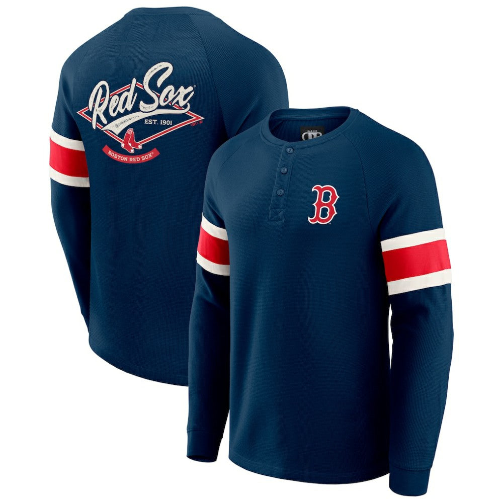 Boston Red Sox Darius Rucker Collection by Fanatics Waffle-Knit Raglan Long Sleeve Henley T-Shirt - MLB T-shirts