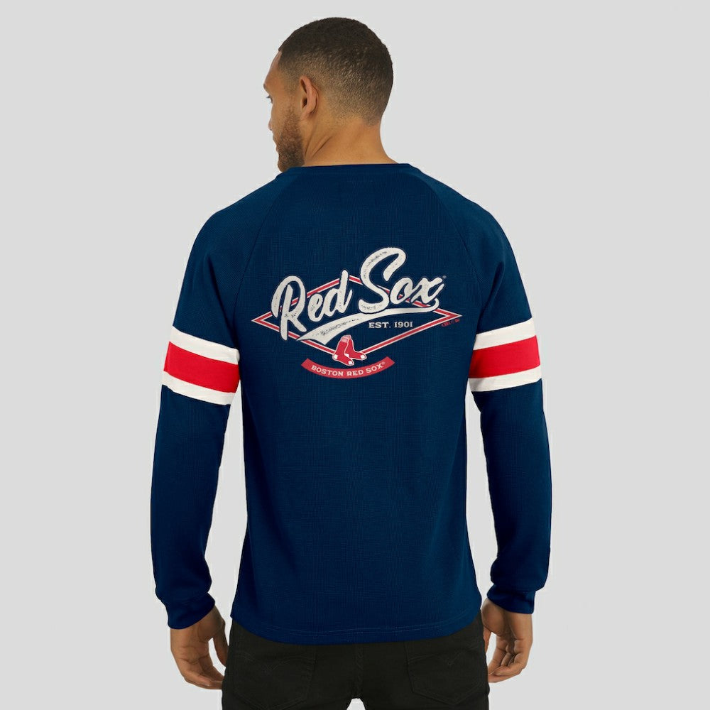 Boston Red Sox Darius Rucker Collection by Fanatics Waffle-Knit Raglan Long Sleeve Henley T-Shirt - MLB T-shirts