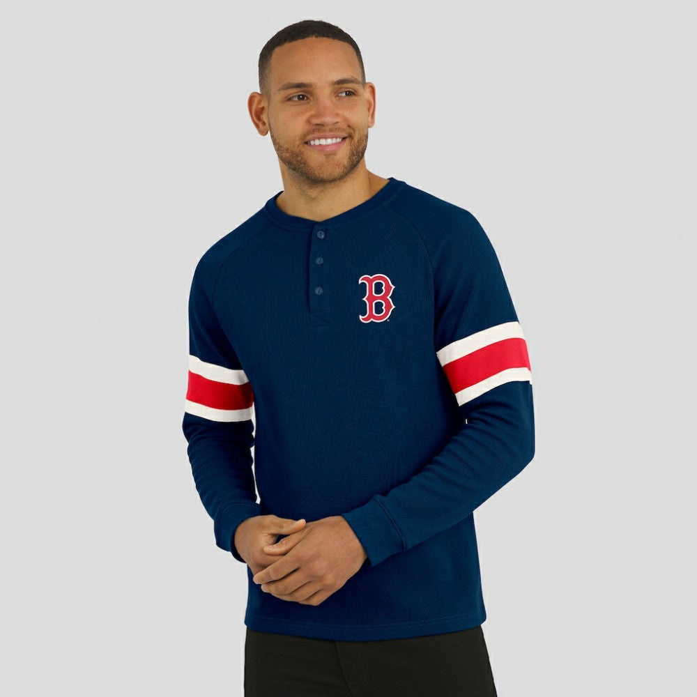 Boston Red Sox Darius Rucker Collection by Fanatics Waffle-Knit Raglan Long Sleeve Henley T-Shirt - MLB T-shirts