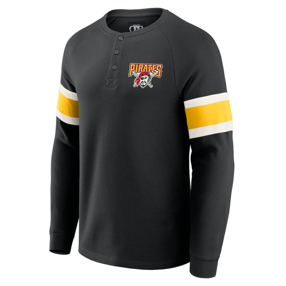 Pittsburgh Pirates Darius Rucker Collection by Fanatics Waffle-Knit Raglan Long Sleeve Henley T-Shirt - MLB T-shirts