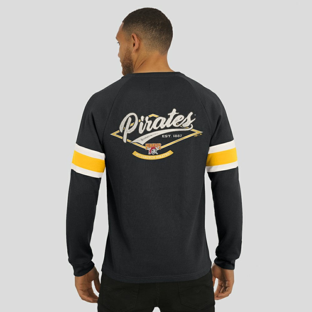 Pittsburgh Pirates Darius Rucker Collection by Fanatics Waffle-Knit Raglan Long Sleeve Henley T-Shirt - MLB T-shirts