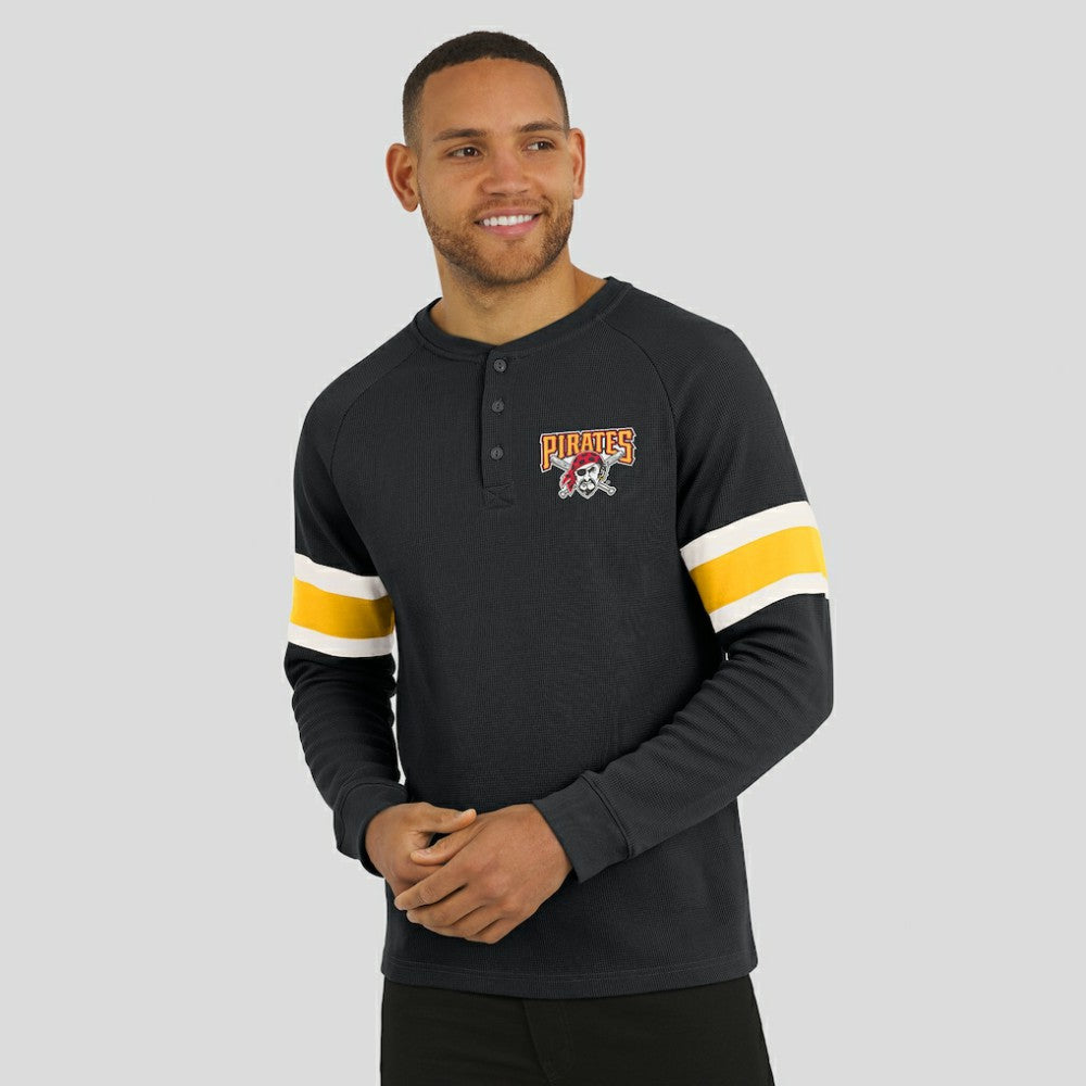 Pittsburgh Pirates Darius Rucker Collection by Fanatics Waffle-Knit Raglan Long Sleeve Henley T-Shirt - MLB T-shirts