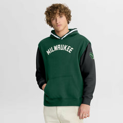 Hunter Green/Black Milwaukee Bucks Half Court Shot Clock Fastbreak Hoodie | NBA