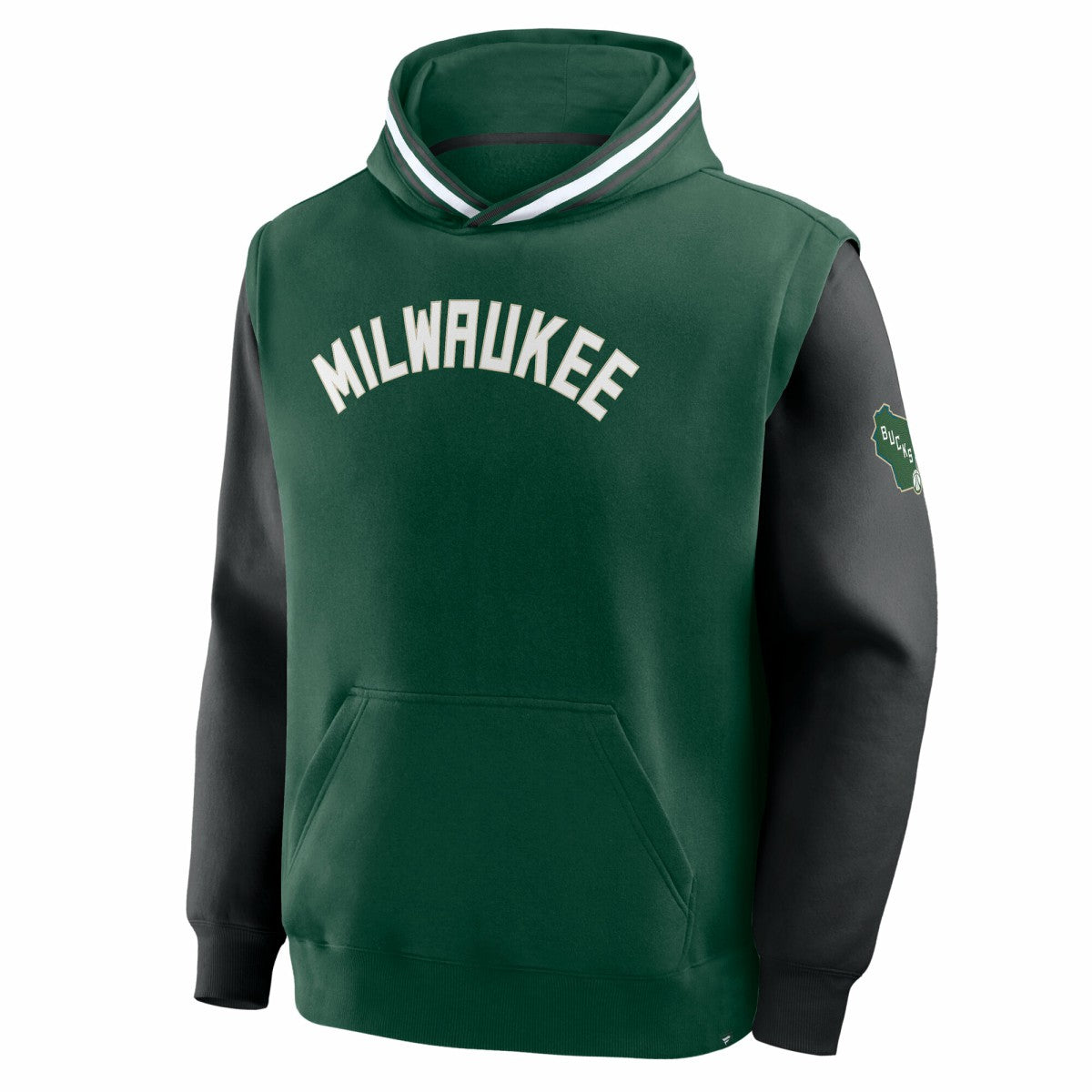 Hunter Green/Black Milwaukee Bucks Half Court Shot Clock Fastbreak Hoodie | NBA