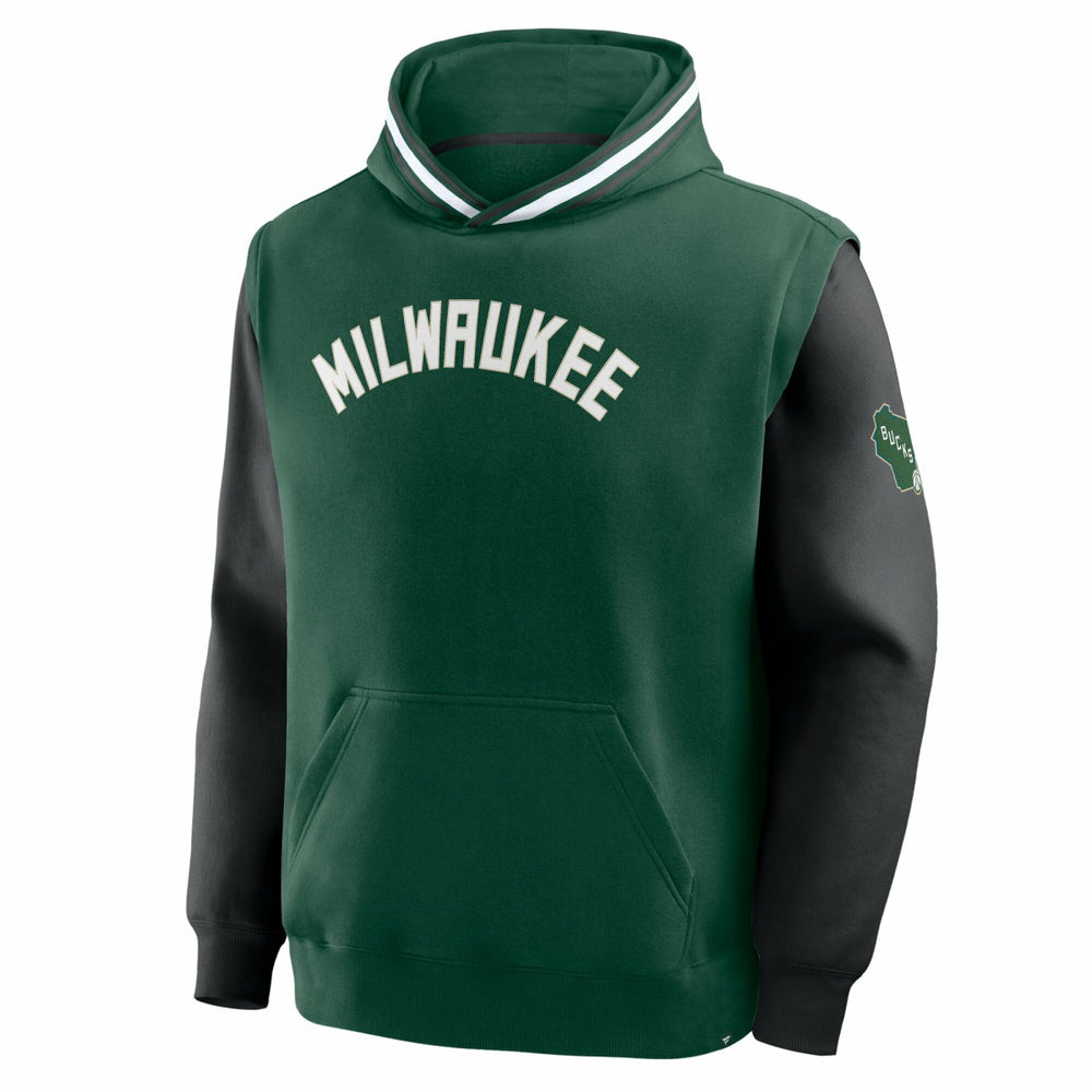 Hunter Green/Black Milwaukee Bucks Half Court Shot Clock Fastbreak Hoodie | NBA