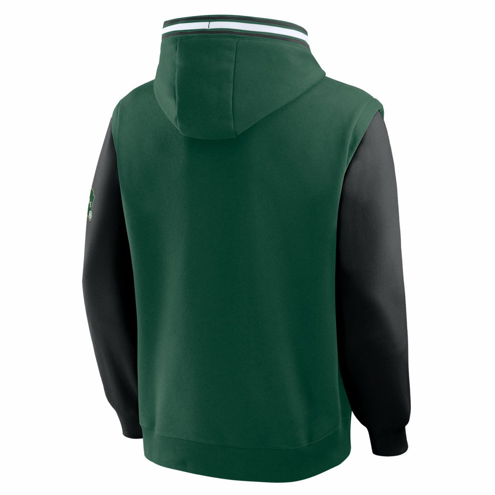 Hunter Green/Black Milwaukee Bucks Half Court Shot Clock Fastbreak Hoodie | NBA