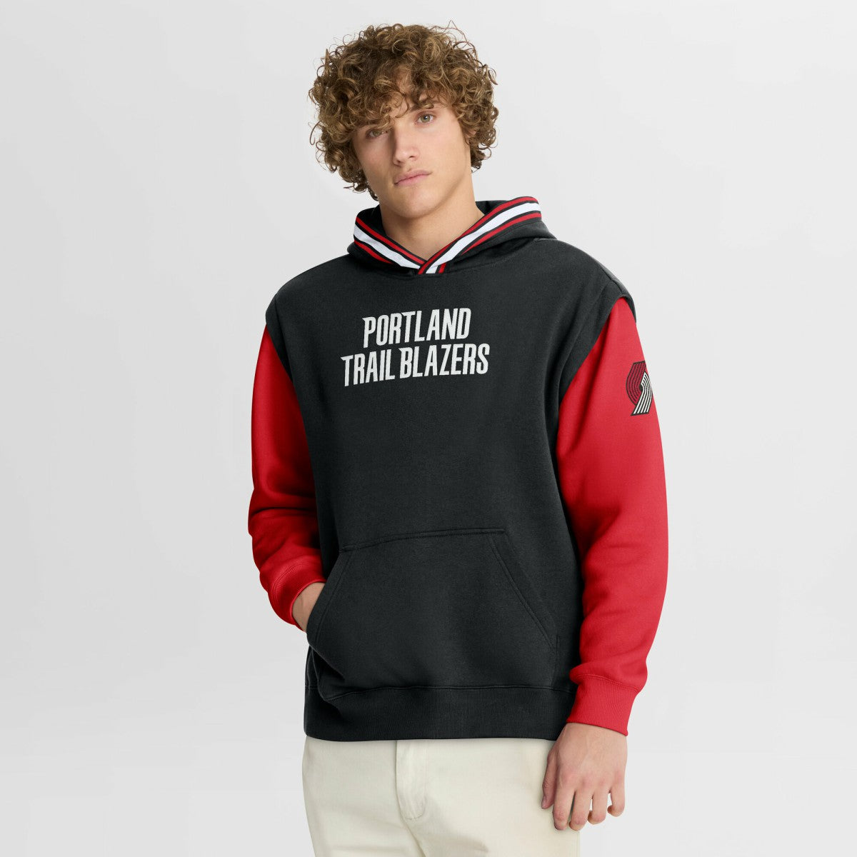 Black/Red Portland Trail Blazers Half Court Shot Clock Fastbreak Hoodie | NBA