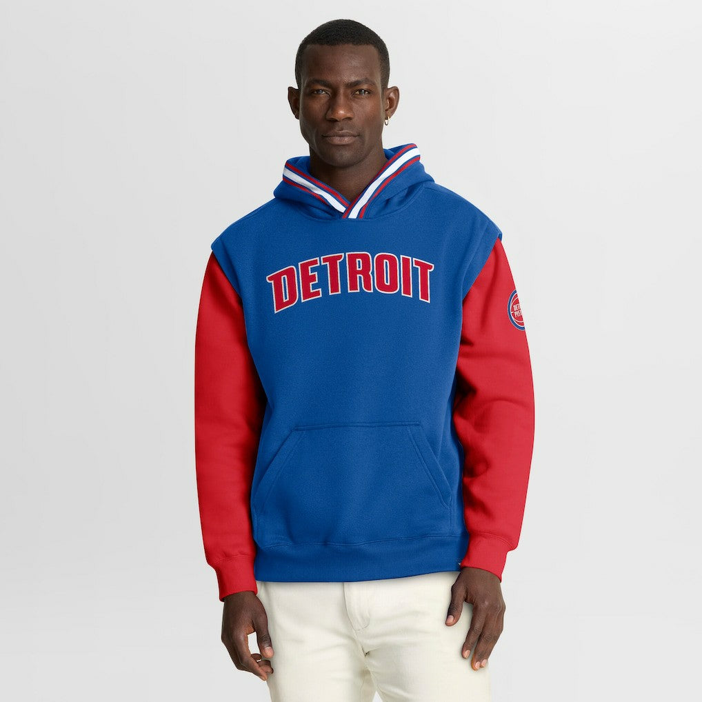 Blue/Red Detroit Pistons Half Court Shot Clock Fastbreak Hoodie sale | NBA