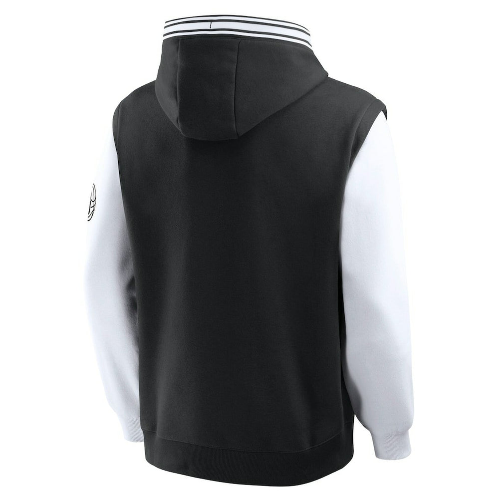 Black/White Brooklyn Nets Half Court Shot Clock Fastbreak Hoodie | NBA