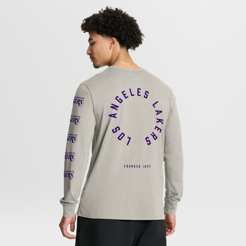 Cream Los Angeles Lakers Crossover Collection Ball Screen Action Premium Long Sleeve T-Shirt | NBA