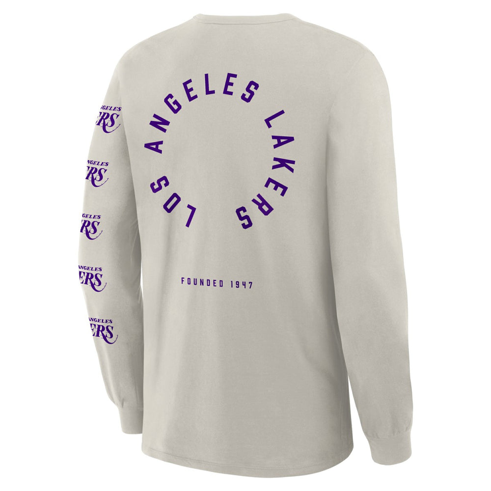 Cream Los Angeles Lakers Crossover Collection Ball Screen Action Premium Long Sleeve T-Shirt | NBA