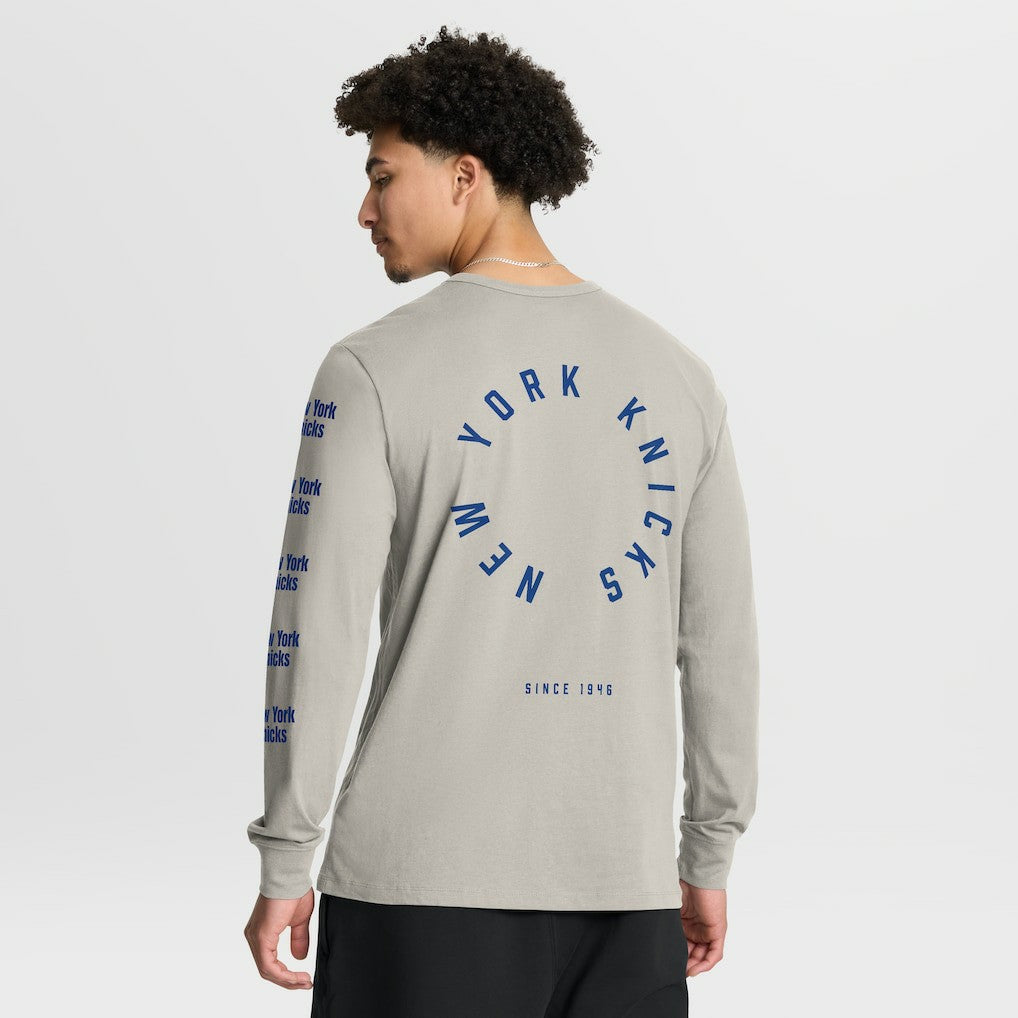 Cream New York Knicks Crossover Collection Ball Screen Action Premium Long Sleeve T-Shirt | NBA