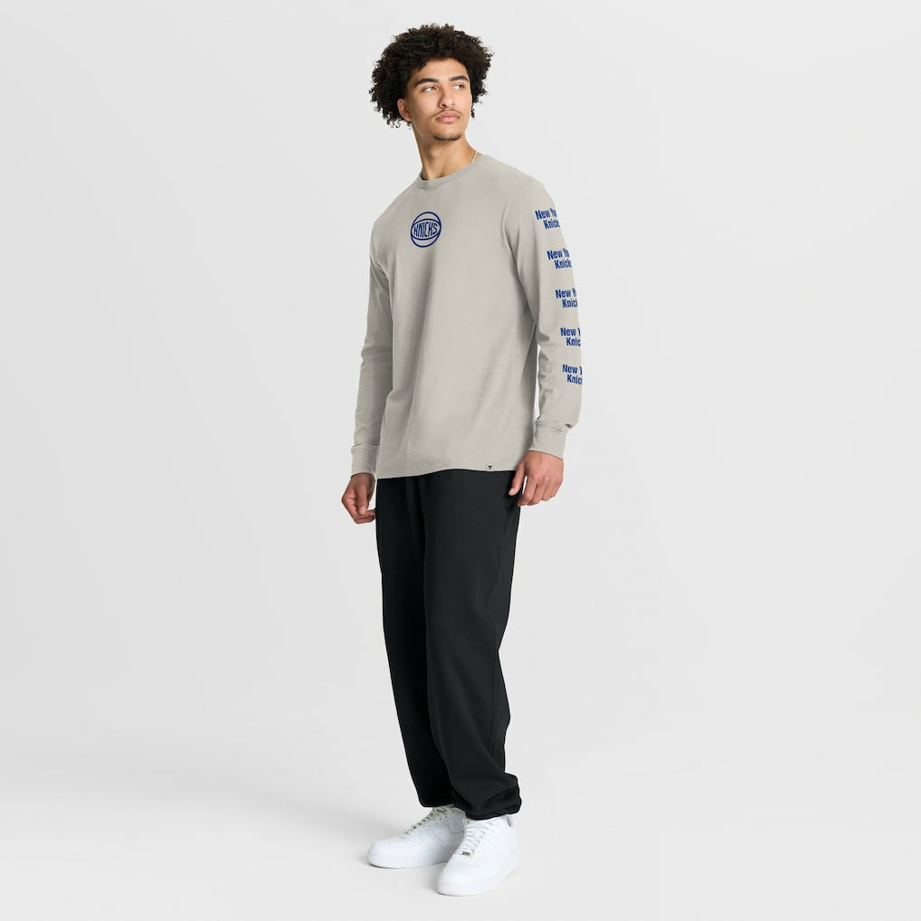 Cream New York Knicks Crossover Collection Ball Screen Action Premium Long Sleeve T-Shirt | NBA