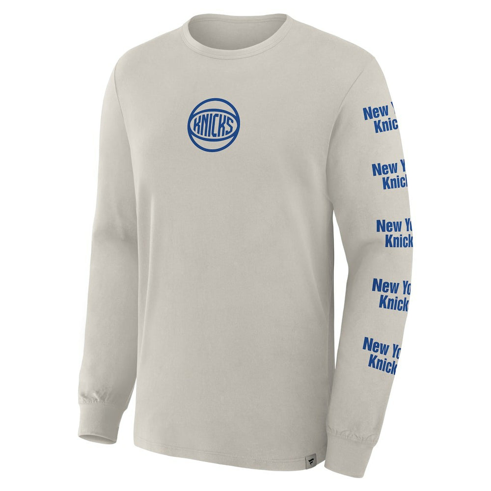 Cream New York Knicks Crossover Collection Ball Screen Action Premium Long Sleeve T-Shirt | NBA