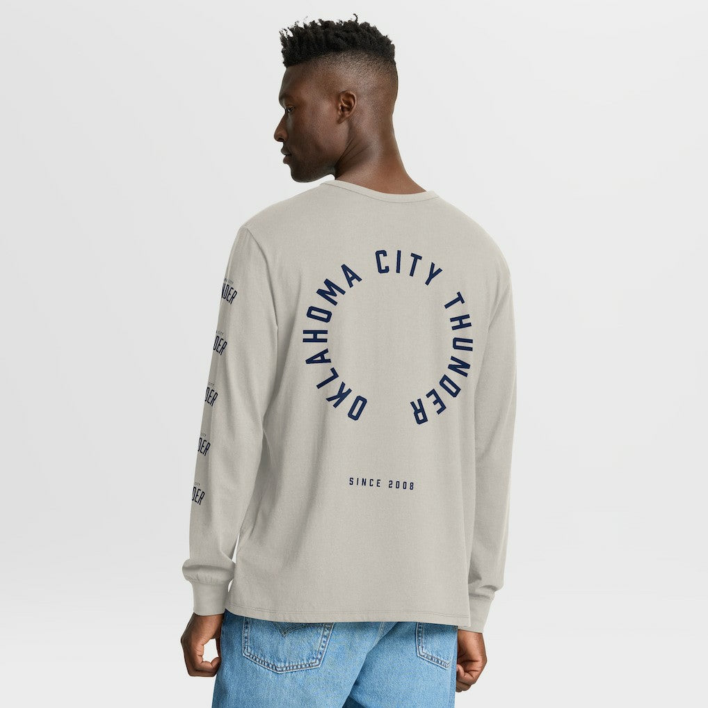 Cream Oklahoma City Thunder Crossover Collection Ball Screen Action Premium Long Sleeve T-Shirt | NBA
