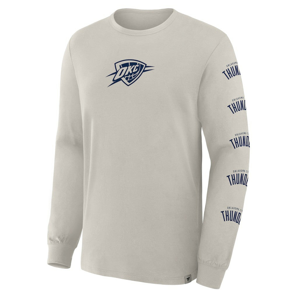 Cream Oklahoma City Thunder Crossover Collection Ball Screen Action Premium Long Sleeve T-Shirt | NBA