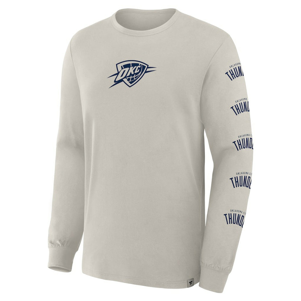 Cream Oklahoma City Thunder Crossover Collection Ball Screen Action Premium Long Sleeve T-Shirt | NBA
