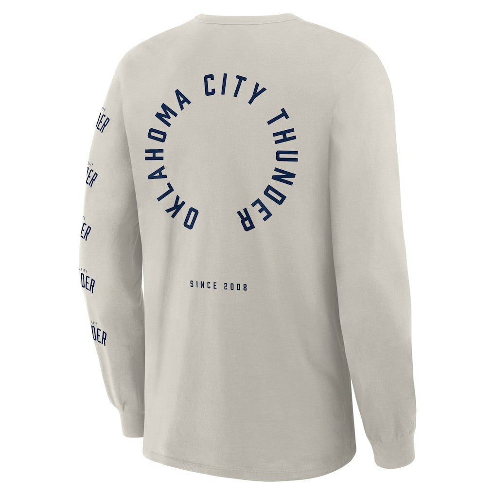 Cream Oklahoma City Thunder Crossover Collection Ball Screen Action Premium Long Sleeve T-Shirt | NBA