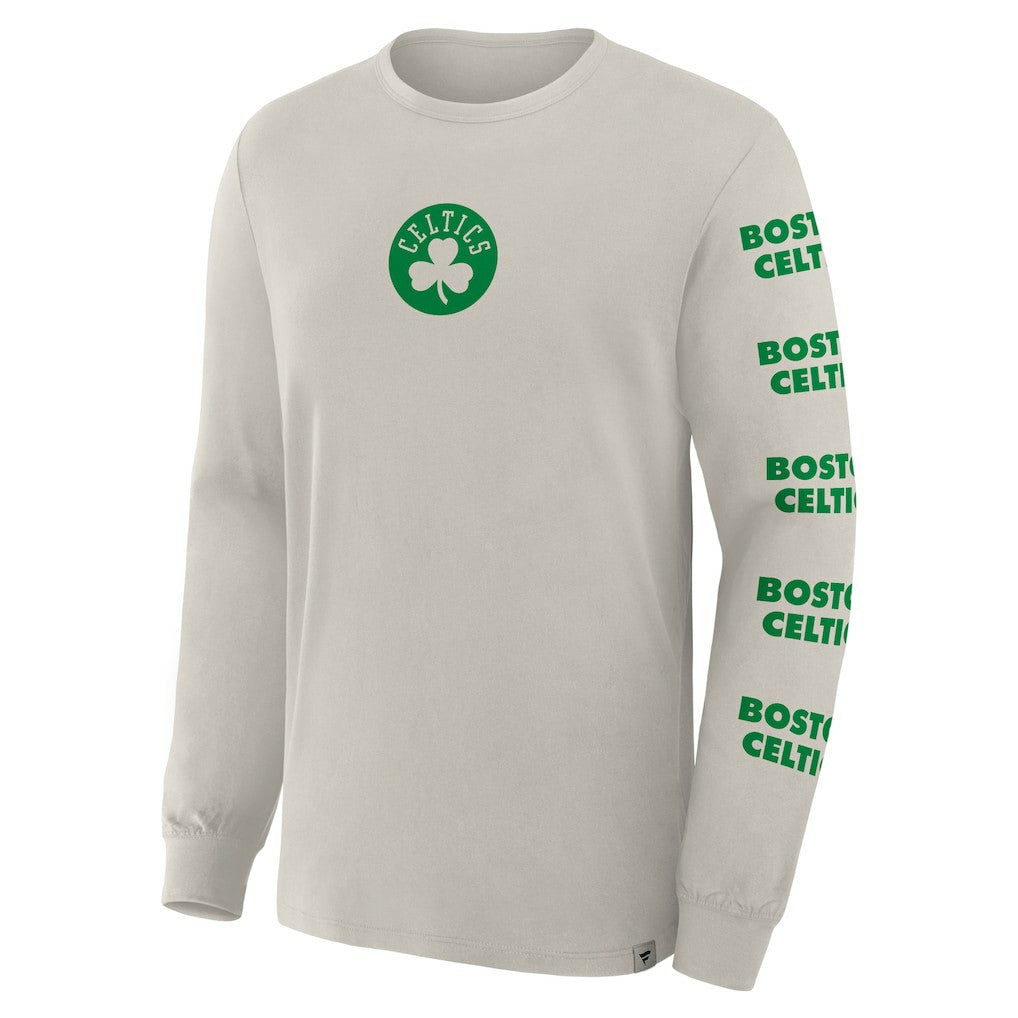 Cream Boston Celtics Crossover Collection Ball Screen Action Premium Long Sleeve T-Shirt | NBA