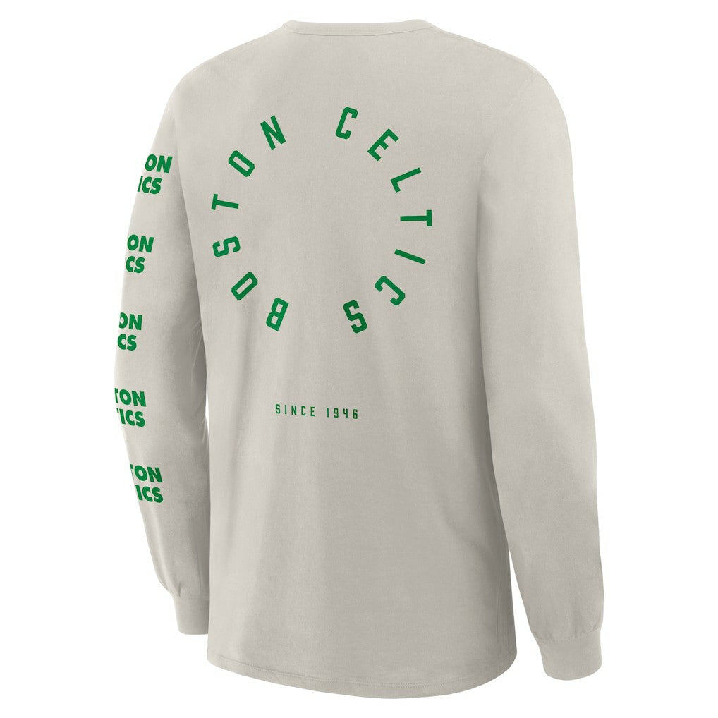 Cream Boston Celtics Crossover Collection Ball Screen Action Premium Long Sleeve T-Shirt | NBA