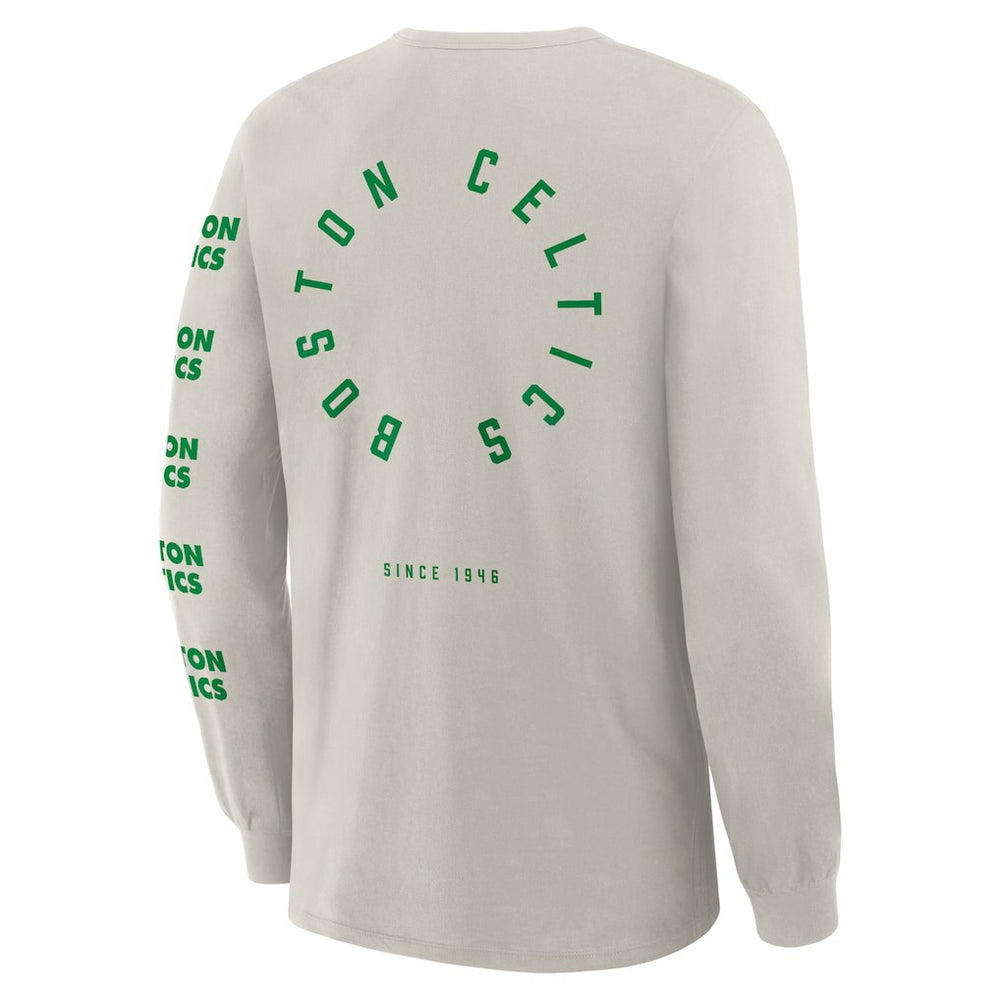 Cream Boston Celtics Crossover Collection Ball Screen Action Premium Long Sleeve T-Shirt | NBA